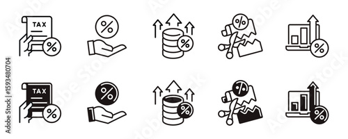 tax bill icon line set financial accounting government taxes payment document income report business taxation signs vector illustratin