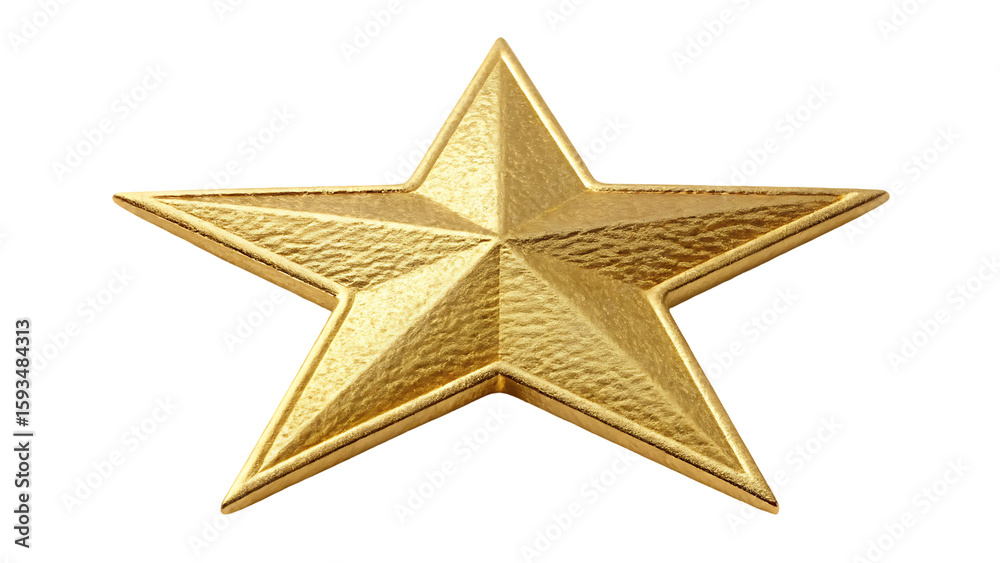 Obraz premium Close-up of a Textured Gold Star on a White or Transparent Background