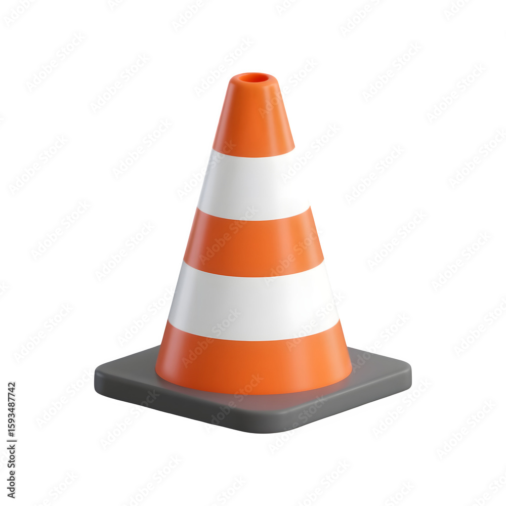 Orange and white traffic cone isolated on transparent background Orange and white traffic cone isolated on transparent background