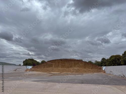 Clamp of maize silage for biomethane production, United Kingdom