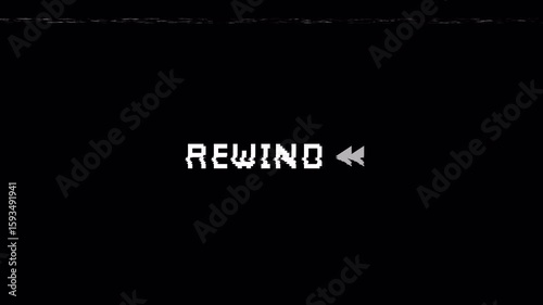 animation VHS video tape rewind button. alpha channel
