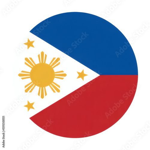 Vibrant circular badge featuring the flag of the Philippines with stars, transparent background