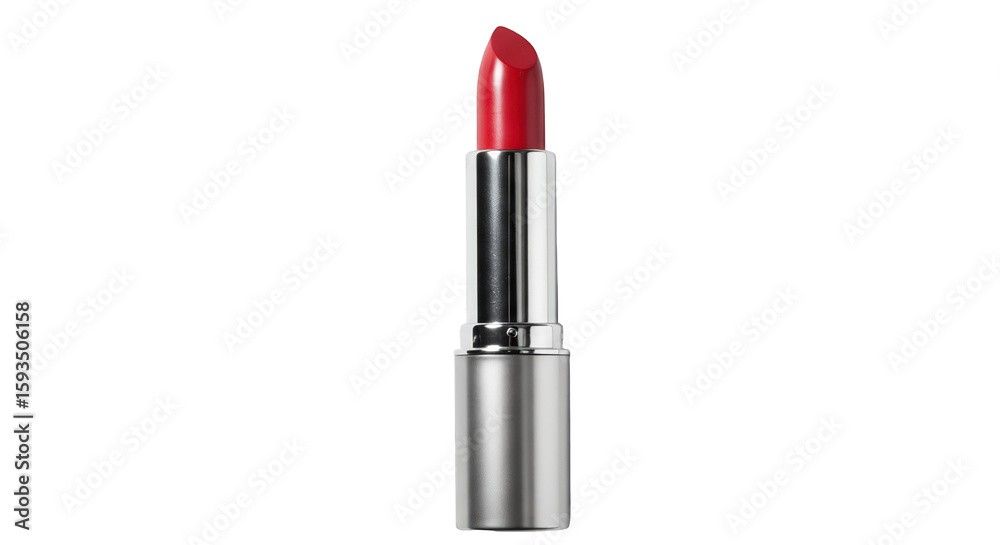 Obraz premium A single, open lipstick tube showcasing vibrant red color, isolated on white background.