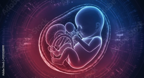 Digital illustration showcasing the beauty and complexity of prenatal human development