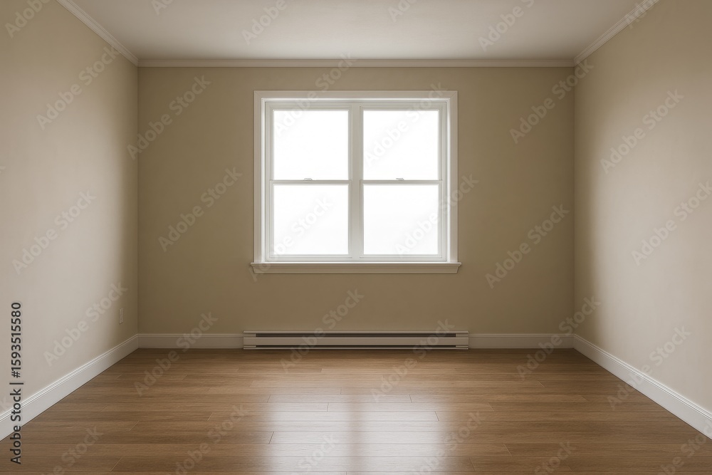 Fototapeta premium Empty Room with Window and Simple Perspective in Soft Lighting