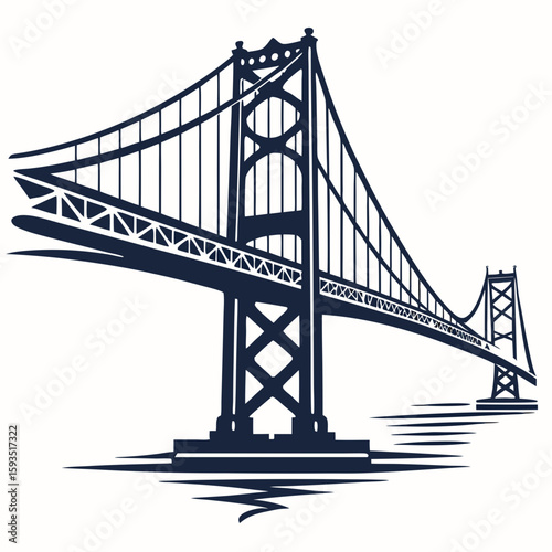 Iconic Golden Gate Bridge Silhouette Illustration