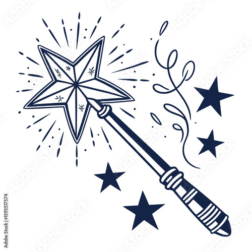 Magical Star Wand with Sparkles Fantasy Power Concept