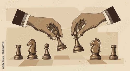Strategic chess game illustration depicting competition and decision-making