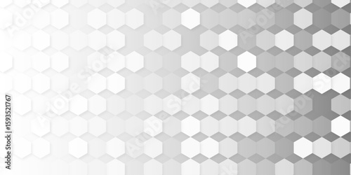 Abstract pattern featuring gray hexagons. The design should be modern, minimalistic, and uniform, with a subtle gradient or variation in gray tones. 