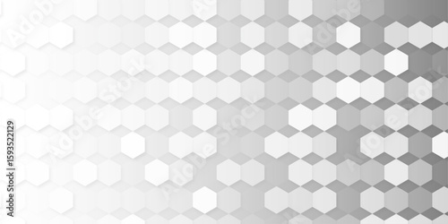 Abstract pattern featuring gray hexagons. The design should be modern, minimalistic, and uniform, with a subtle gradient or variation in gray tones. 