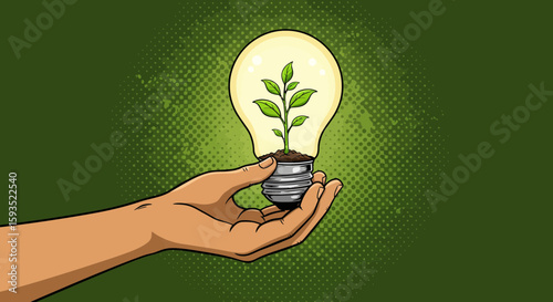 Sustainable ideas representation, green energy concept and eco-friendly solutions