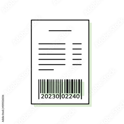Blank receipt template with barcode and lines for information  