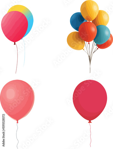 balloon set isolated in White Background, balloon vector, Flat lay vector illustration