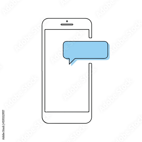 Smartphone with blank screen and speech bubble for messages  
