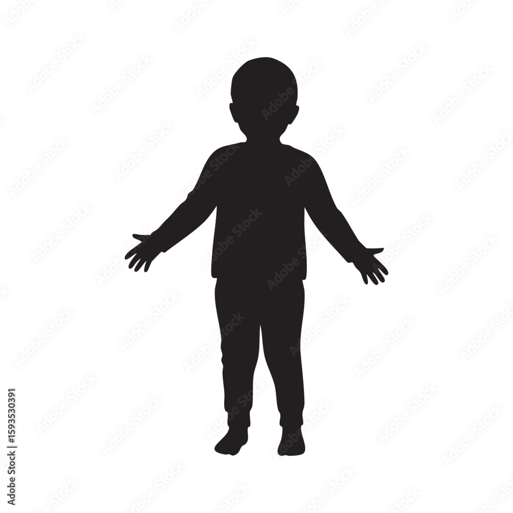 Obraz premium Child silhouette with arms outspread isolated on white background silhouette