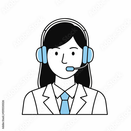 Customer service representative wearing headset and smiling in office  