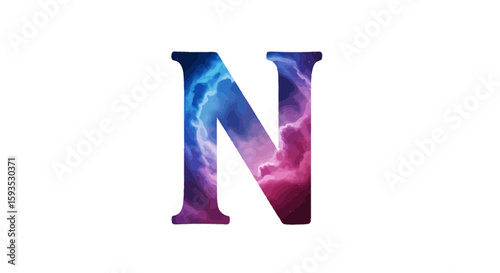 Vector letter n cloudscape design alphabet initial typography sky aesthetic creative uppercase character art