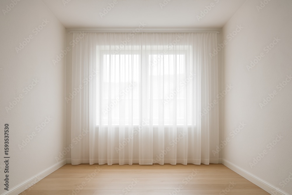 Fototapeta premium Bright Minimalist Room with Sheer Curtains and Natural Light