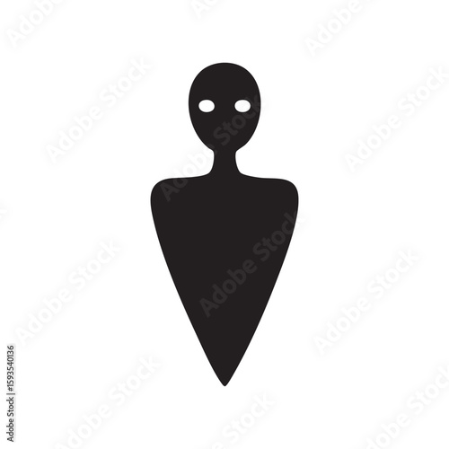 Abstract humanoid figure silhouette isolated on white background