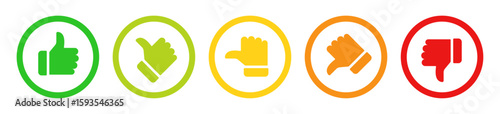 Like, dislike, neutral, thumbs up, thumbs middle, thumbs down hand gestures, Rating and feedback satisfied, unsatisfied, neutral survey icons set, vector illustration.