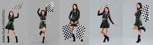 Set of beautiful young Asia...