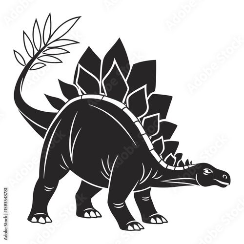 Stegosaurus with Spiked Plates - Flat Vector Illustration
