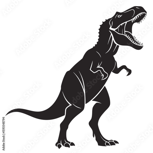 Roaring T-Rex Dinosaur - Flat Vector Illustration
