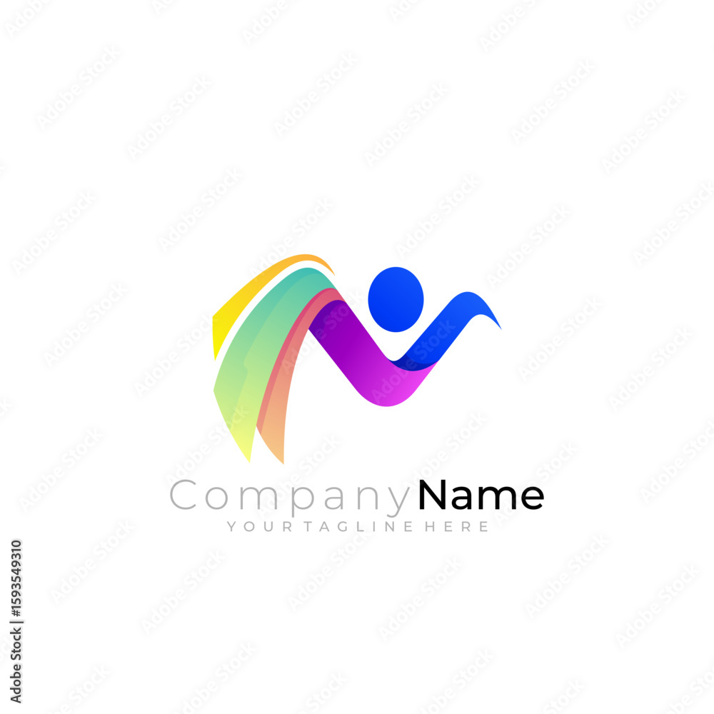 Obraz premium Abstract people care logo with colorful design template, people active