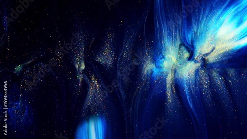 Experience the beautiful abstract blue and gold cosmic swirls in an artistic form