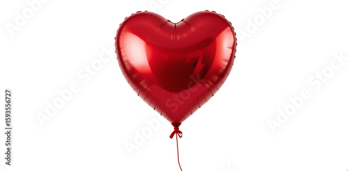 Closeup Red Heart Balloon on White Background

