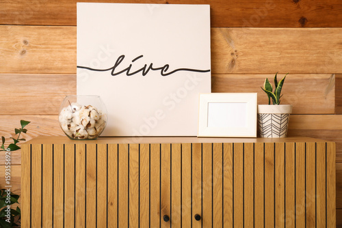 Modern wooden cabinet with ...