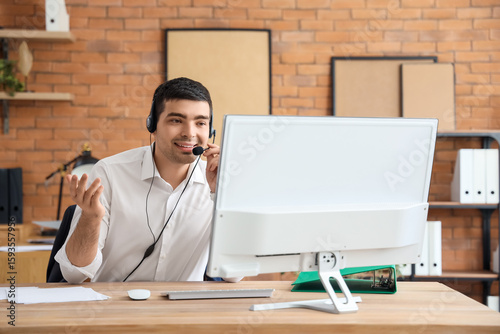 Young man with headset vide...