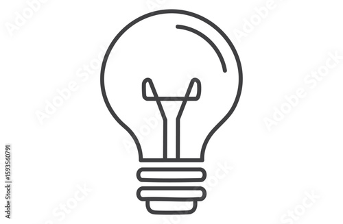 アイデア発想のひらめきを表す電球の線画アイコン
