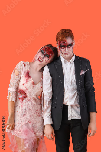 Zombie wedding couple on or...
