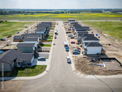 Residential area with houses and cars on the street