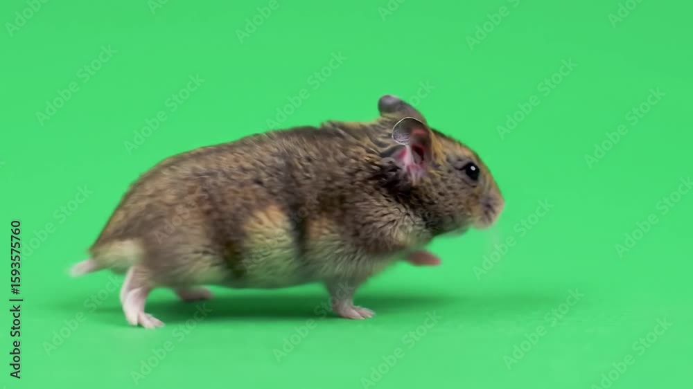 Adorable Hamster Against Green Backdrop A 0719(42).mp4 Charm of Small Animal 