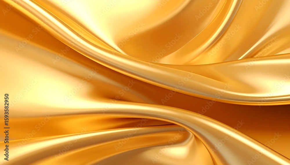 Fototapeta premium Golden fabric folds in smooth, flowing curves