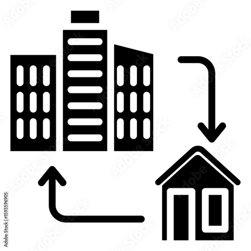 Hybrid Work glyph, mini illustration icon. use for modern concept, print, UI, UX kit, web and app development. Vector related to remote working, work from home