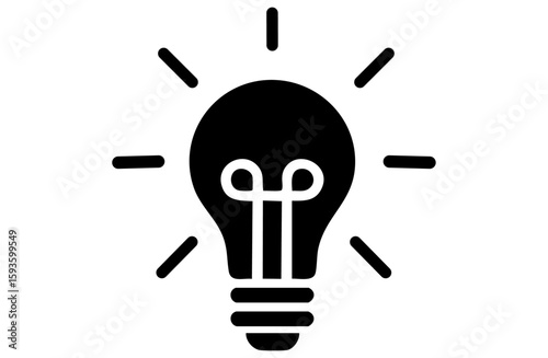アイデア発想のひらめきを表す電球の線画アイコン