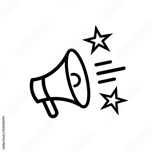 vector illustration of a megaphone. Megaphone with sound, linear icon. Advertising and distribution. Line with editable stroke. Warning illustration. Announcement illustration. Megaphone icon.