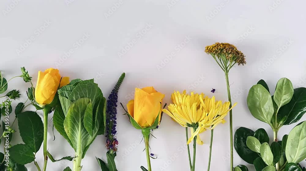 yellow flower assortment, vibrant plant display, beautiful floral arrangement, cheerful yellow blooms, stunning flower variety, colorful garden scene, delightful plant mix, fresh flower composition, c