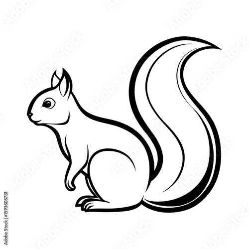 Vector art of a furry squirrel with a bushy tail isolated on white background