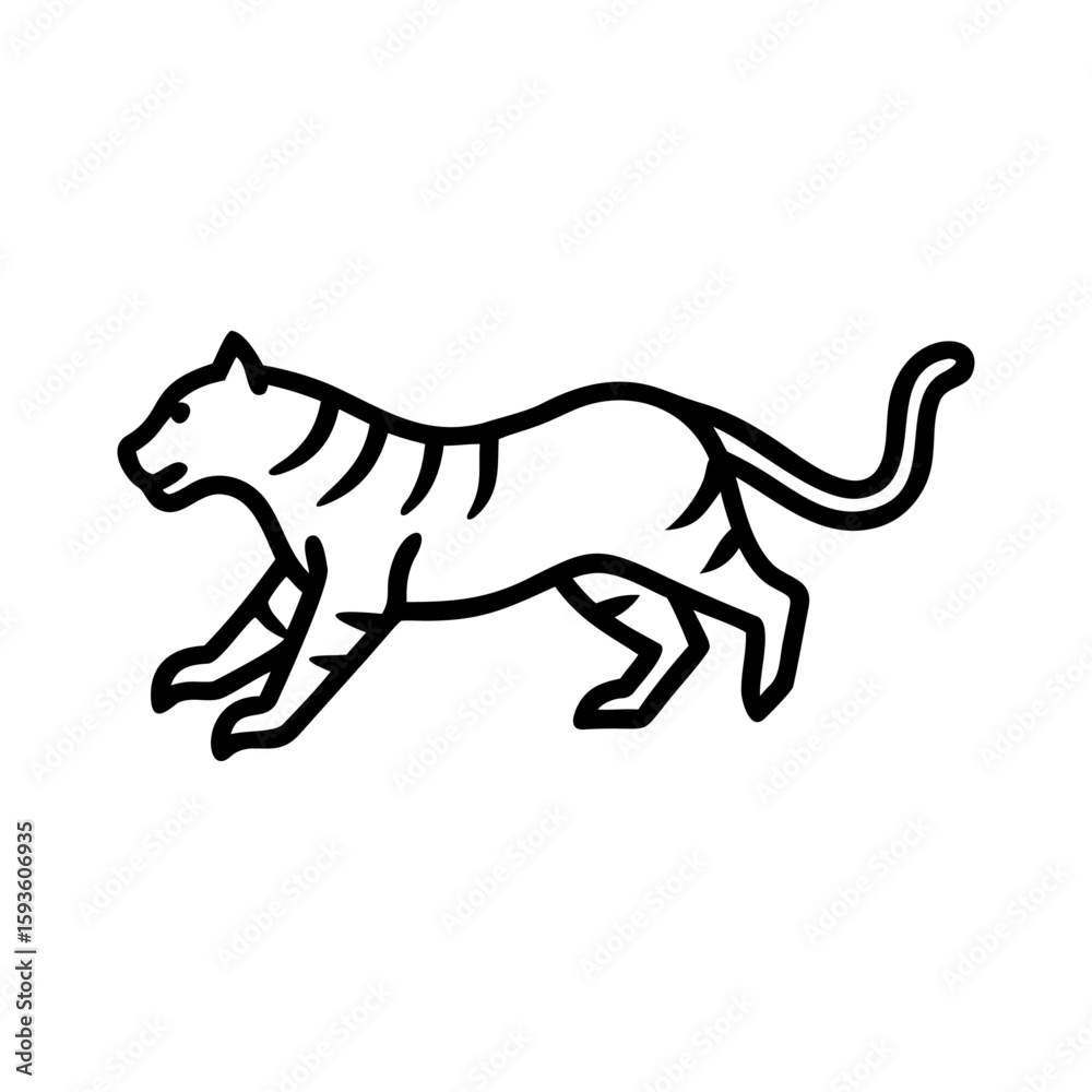 Fototapeta premium Vector art of a tiger walks isolated on white background in a simple drawing