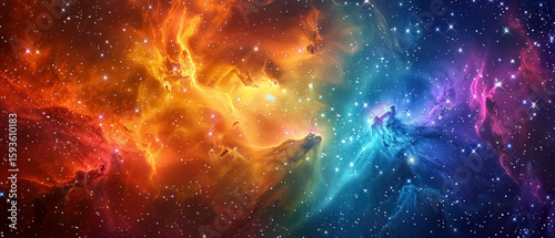 Neon Colored Nebula Swirling in Abstract Cosmic Pattern