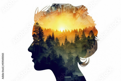 Tech-Nature Fusion Concept, Double Exposure Harmony