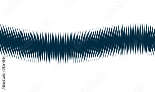 Abstract Curved Line of Repetitive Sharp Black Spikes on White Background for Modern Overlay, Border, or Decorative Graphic Design