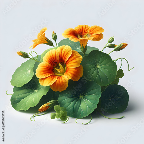 Nasturtium flower on white background
