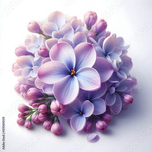 Lilac flower on white background