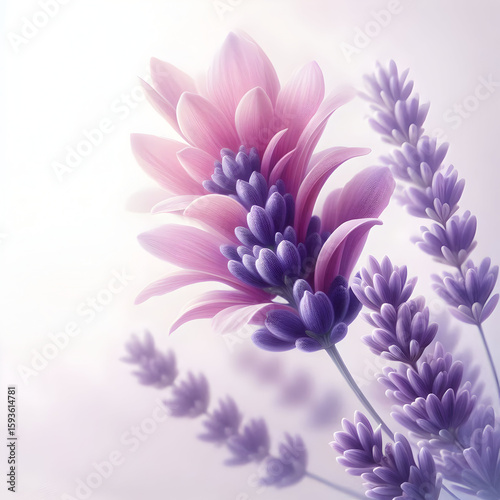 Lavender flower on white background
