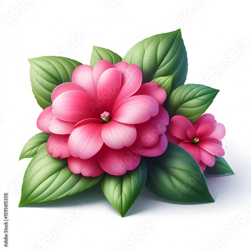 Impatiens flower on white background